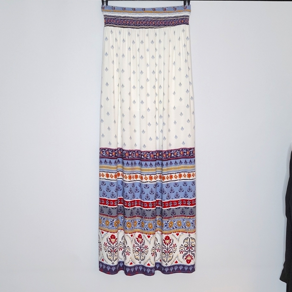 ANTHROPOLOGIE SKIES ARE BLUE Lined Boho Maxi Skirt w Side Slit